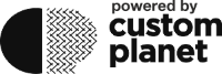 Logo with 'powered by custom planet' text and a stylized half-circle design.
